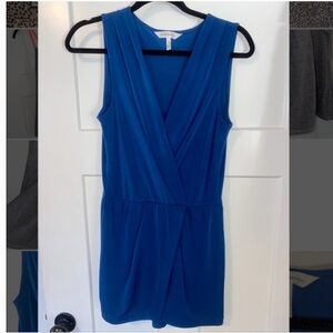 BCBG blue sleeveless draped romper